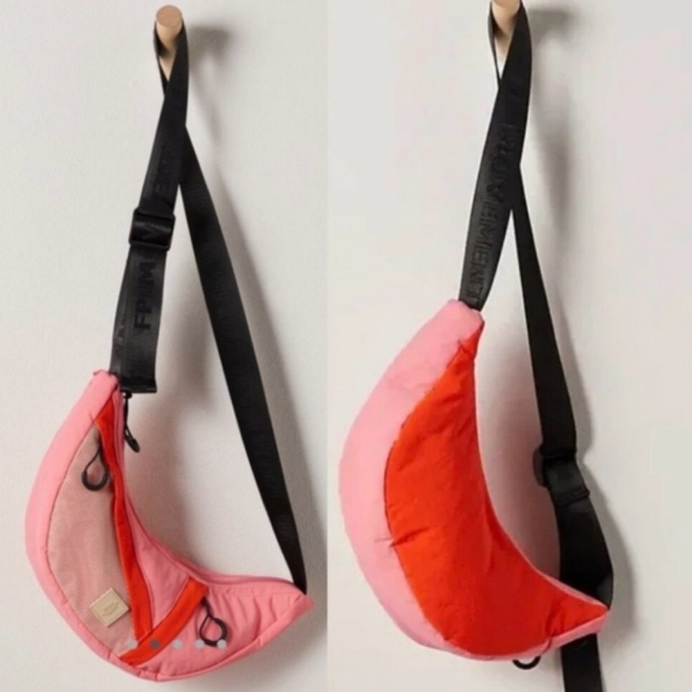 FP Movement by Free People Pink and Red Crescent Crossbody Bag NWOT